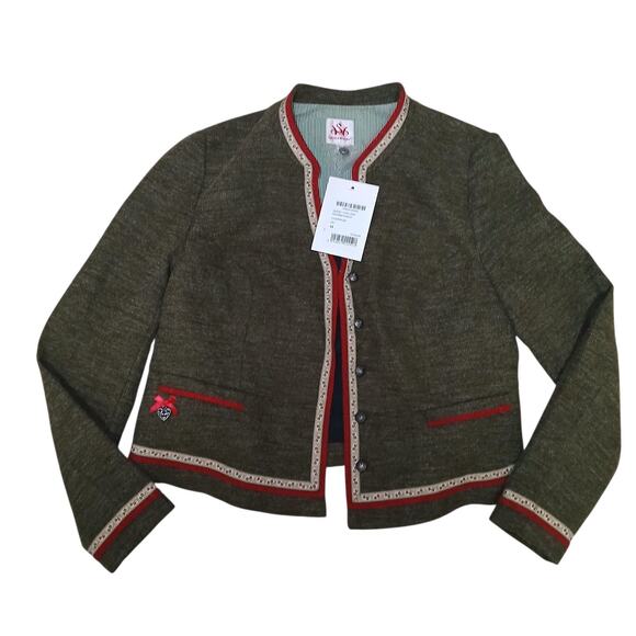 Spieth & Wensky Nachtigall Jacket Loop Melange Olive Green Bavarian Trachten L - Picture 2 of 11